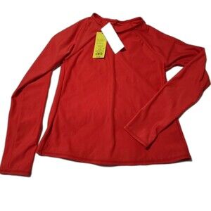 ALL IN MOTION Swimming Top Women sz Medium Coral‎ Red UPF 50+ Pool NWT Summer